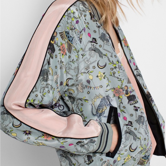 Zadig & Voltaire Womens Billy Circus Print Reversible Satin Bomber Jacket S